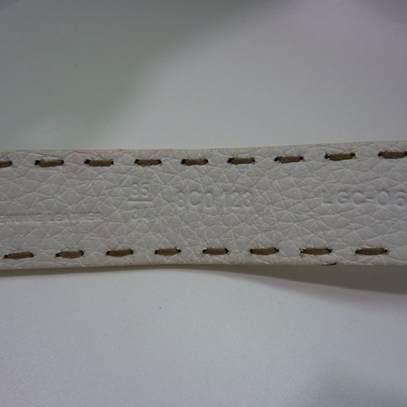 Authentic Fendi WHITE Belt with contrasting brown stitching detail. ITALY